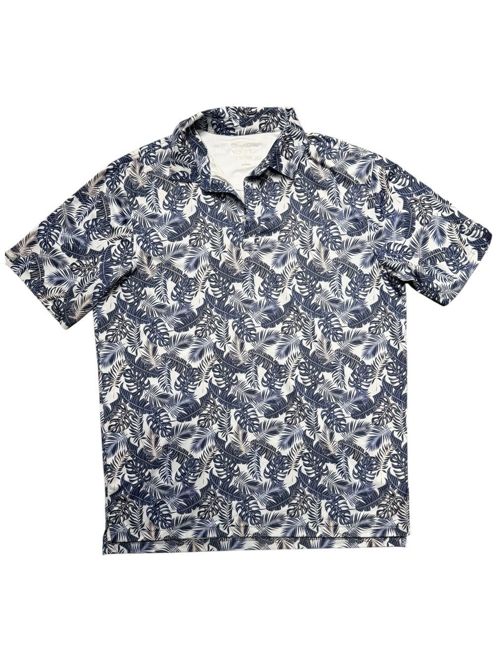 Straight Down Performance Golf Polo Navy Tropical Print Men's Large - Picture 2 of 10